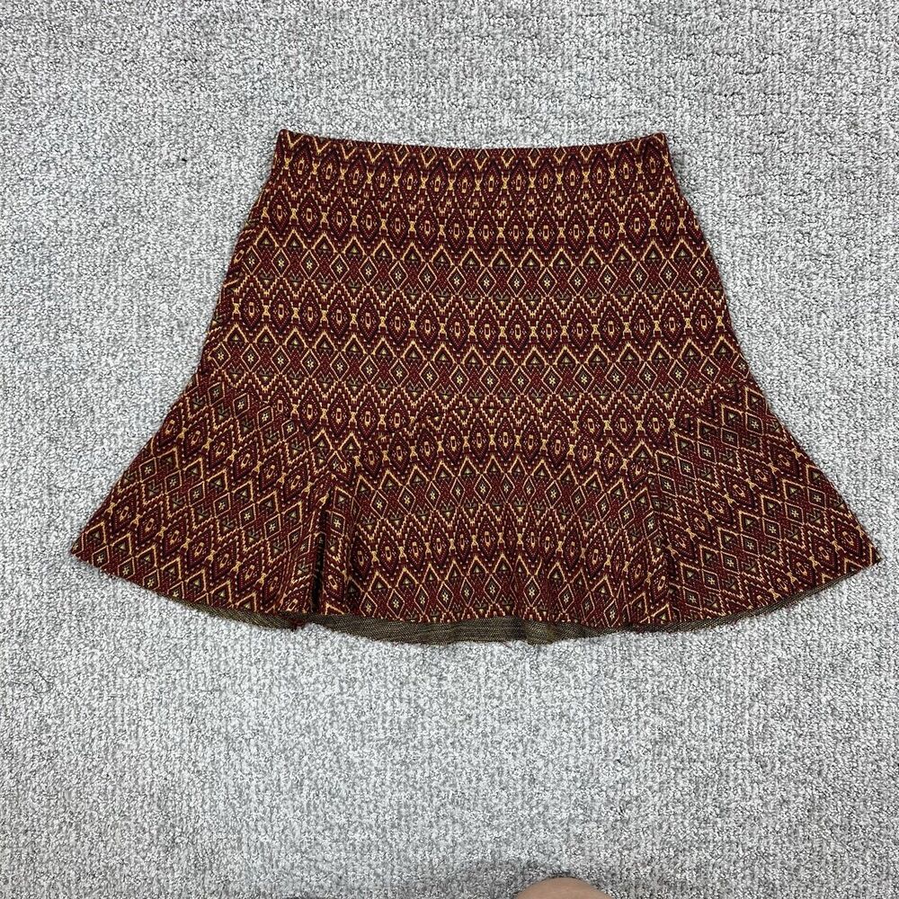 Free People Skirt Womens XS Geometric Flare Ruffle Knit Mini Stretch Boho - Picture 1 of 9